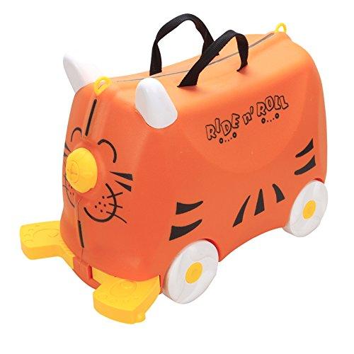 Bosonshop Kid's Ride On Roll Suitcase Travel Luggage & Storage Bag, Orange