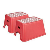 Bosonshop 2 Pack Non-Slip Large Step Stool for Kids and Adults with Strong Portable Carrying Handle  (red)