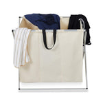Bosonshop 3-Bag Laundry Basket Laundry Hamper Made of Oxford and Aluminum X Frame