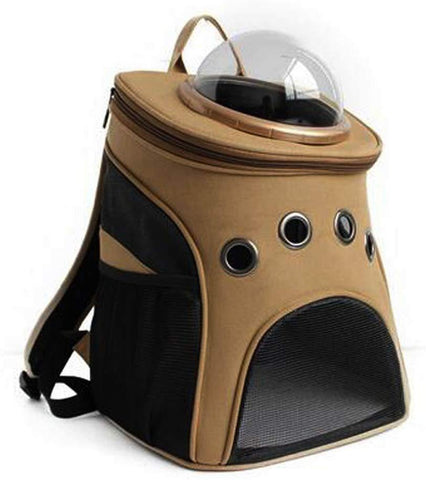 Canvas Breathable and Transparent Traveler Bubble Backpack Pet Carriers Airline Travel Approved for Cats and Dogs,Khaki - Bosonshop