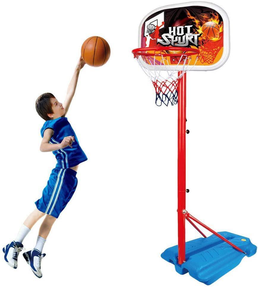 Kids Basketball Hoop Stand Set Adjustable Height with Ball & Net Play Sport Games - Bosonshop