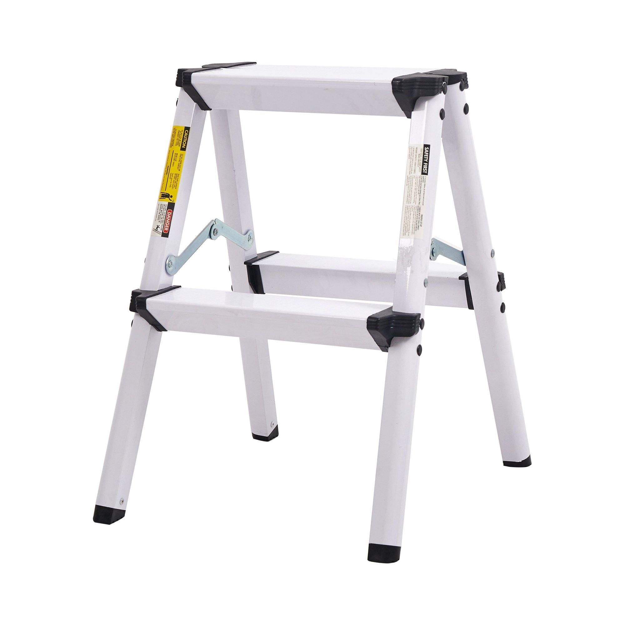 Folding 2 Step Stool Light Weight Aluminum Step Ladder, 250 lbs Capacity (19"H) - Bosonshop