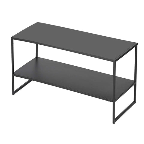 Simple Coffee Table with Anti-Scratch Design 2 Tire Industrial Cocktail Table for Living Room Black - Bosonshop