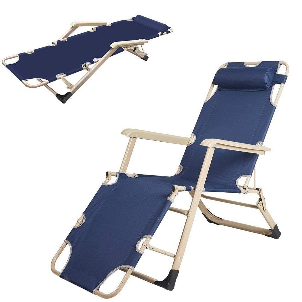 Bosonshop Outdoor Reclining Lounge Chairs with Pillow, Dark Blue