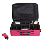 Bosonshop  Portable Makeup Train Case 3 Layer Cosmetic Travel Storage Organizer Bag with Dividers for Travel