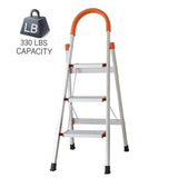 Bosonshop 3 Step Aluminum Ladder Anti-Slip Stepladder with Rubber Hand Grip 330lbs Capacity Silver