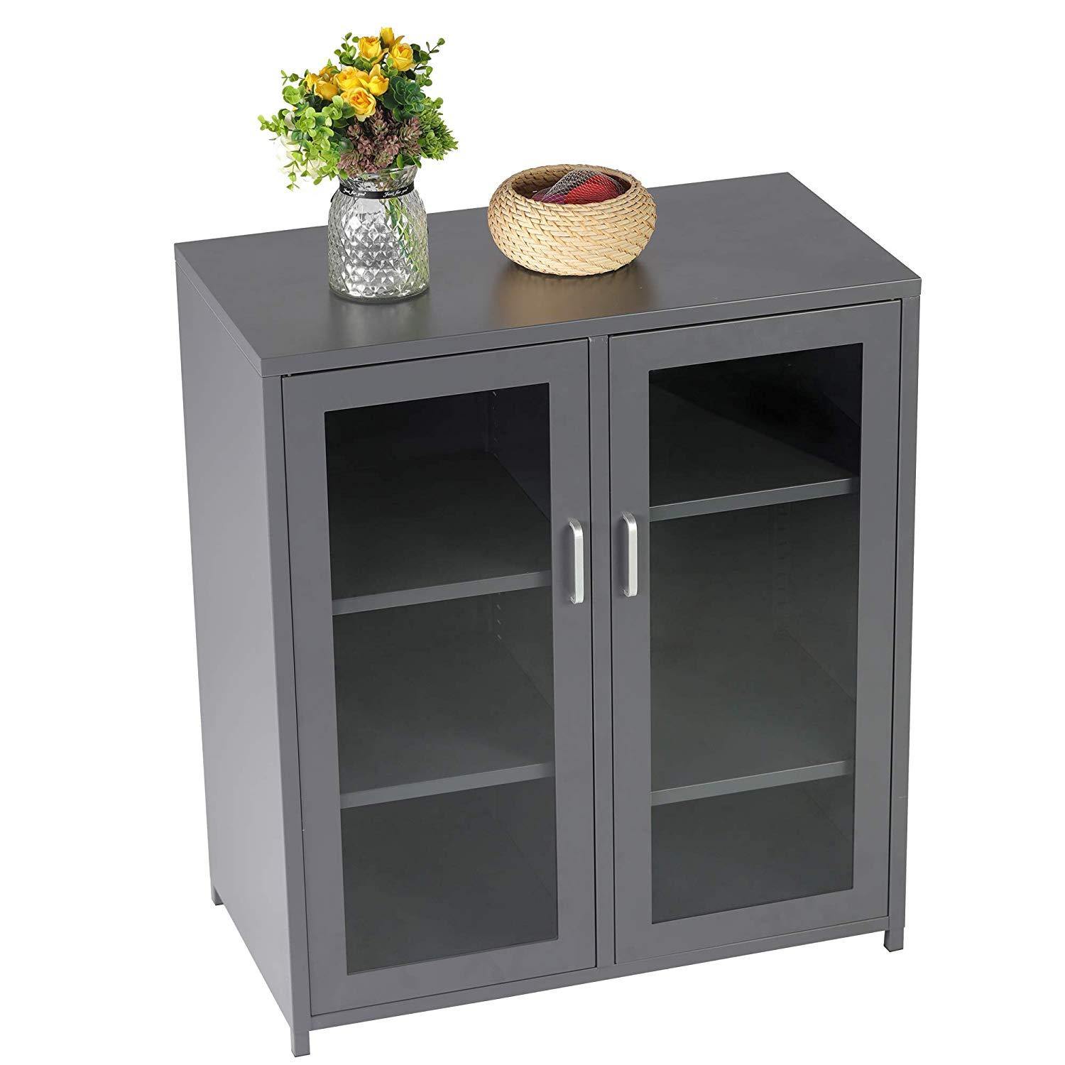 Storage Sideboard Cabinet Sturdy and Durable Floor Storage Cabinet with 4 Adjustable Shelves - Bosonshop