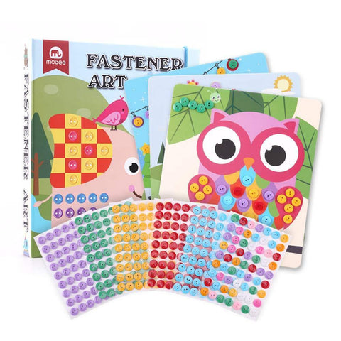 Bosonshop DIY Handmade Art Kits for Kids Button Sticker Mosaic Color Matching Fastener Art with 8 Dot Markers