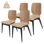 Bosonshop 4 Pack Kitchen Dining Chairs with Bentwood Seat and Metal Legs,Ergonomic Design, Natural