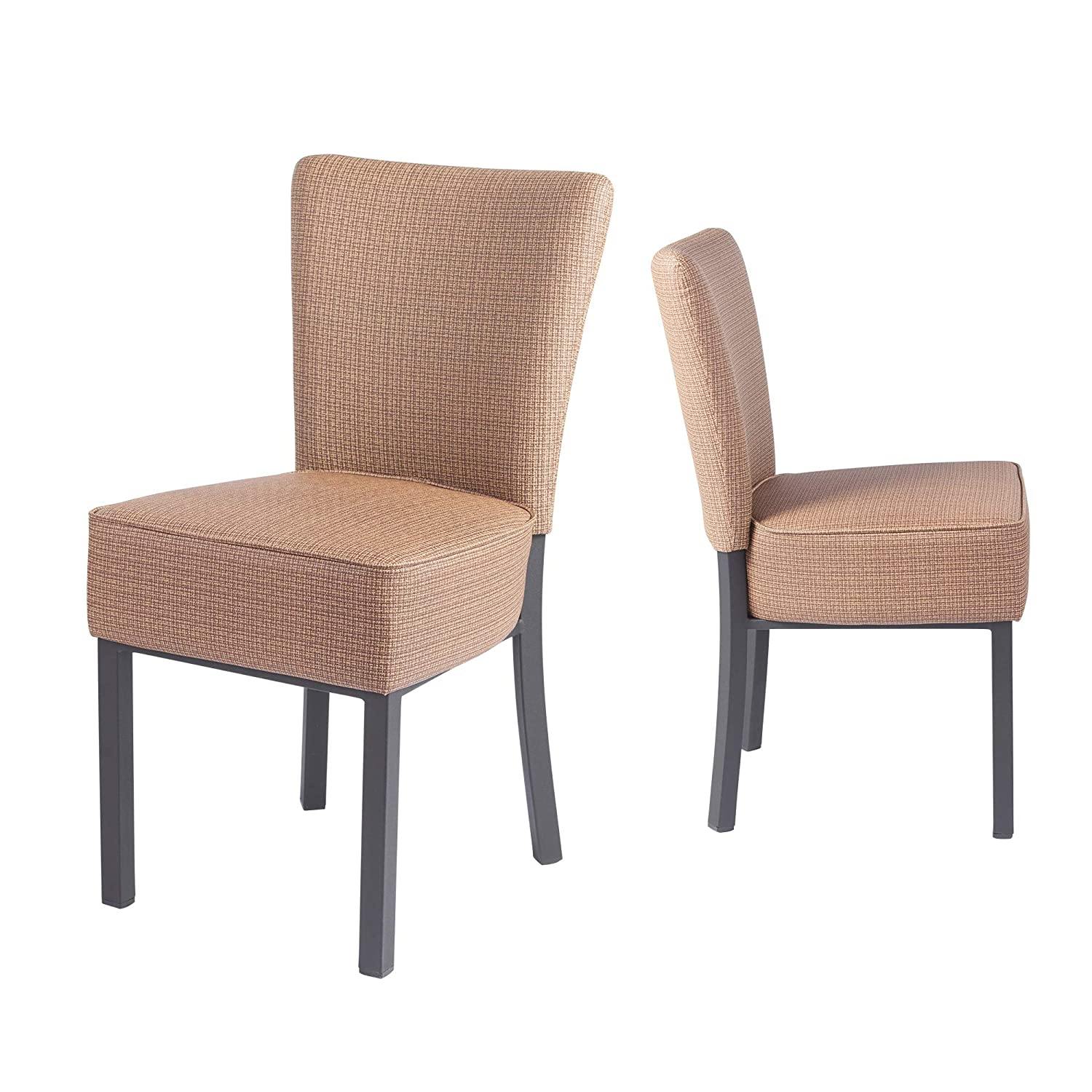 Upholstered Dining Chairs,Kitchen PU Leather Padded Chair, Modern Dining Room Furniture, Set of 2(Brown) - Bosonshop