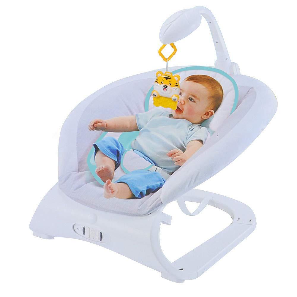 Baby Contrast Bouncer with Vibrating Seat Baby Rocker Sleeper, Blue - Bosonshop