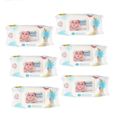 Baby Wipes Baby Wet Tissue Soft Cleaning Wipes Natural Wet Wipes, 6 Packs, 600 Wipes(1pc, 100 wipes) - Bosonshop