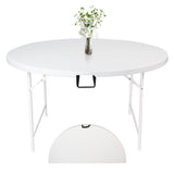 48" Round Plastic Folding Table for 4-6 Seats, White