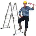 11.5 Feet Folding Multi-Ladder 12 Step Aluminum Extendable Ladder Scaffold Ladders, 330lbs Capacity - Bosonshop
