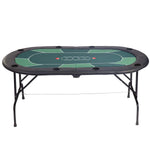 Bosonshop 8 Players Foldable Poker Table Casino Texas Game Table with Drink Cup Holder
