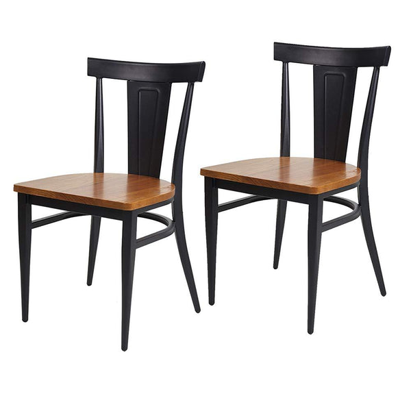Dining Room Side Chair Set of 2 Wood Kitchen Chairs with Metal Legs