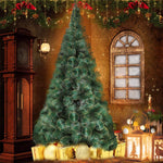 Bosonshop 8' Classic Pine Artificial Christmas Tree Artificial Realistic Natural Branches with Solid Metal Stand with Golden Highlights