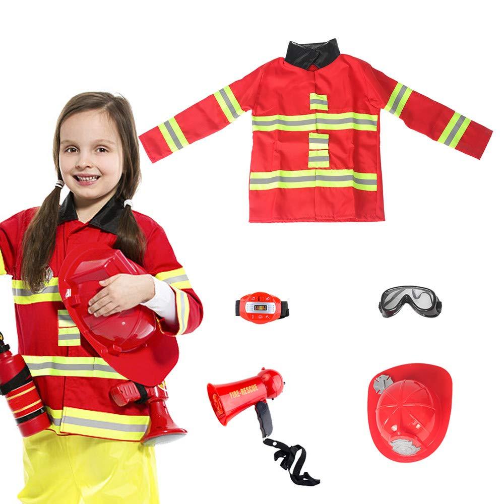 Kids Fireman Costume Toy for Kids with Complete Firefighter Accessories - Bosonshop