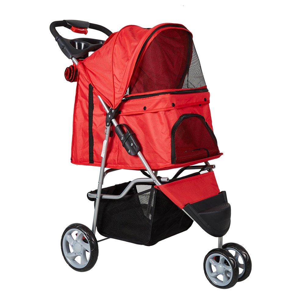 Bosonshop Folding Pet Stroller with 360 Rotating Front Wheel