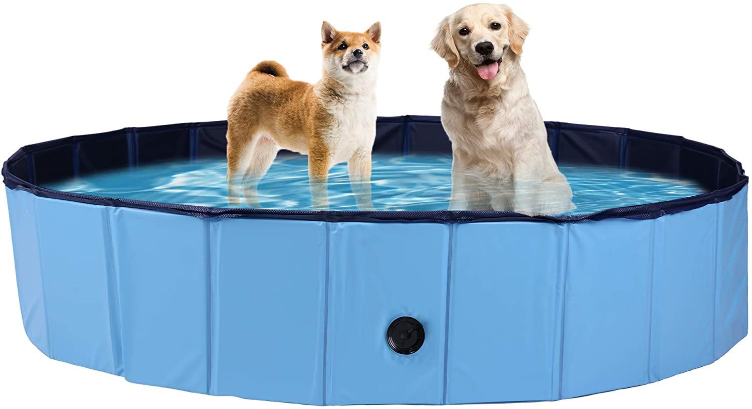 Foldable Pet Swimming Pool Easy to Fold Fill Empty & Clean Slip-Resistant PVC Bathing Tub Kiddie Pool - Bosonshop