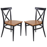 Bosonshop Outdoor Stackable Bistro Cafe Chairs with Cross Back Style, Set of 2