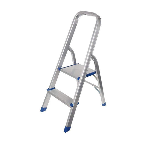 Bosonshop Foldable Household Aluminium 2 Step Ladder Silver For Kithcen, Garage Strong and durable