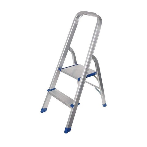 Bosonshop Foldable Household Aluminium 2 Step Ladder Silver For Kithcen, Garage Strong and durable