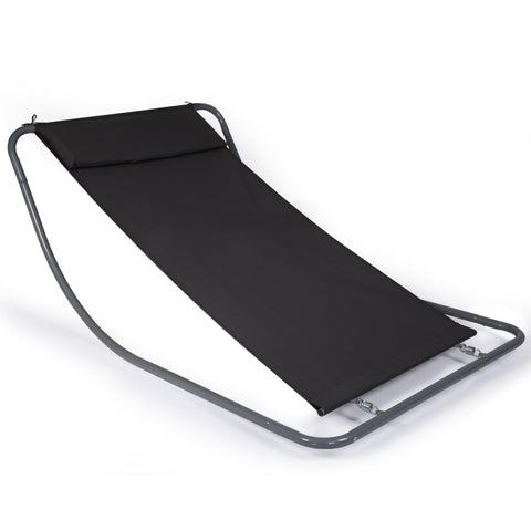 Lounge Chair for Outside, Patio Rocking Chaise w/ Detachable Pillow for Camping
