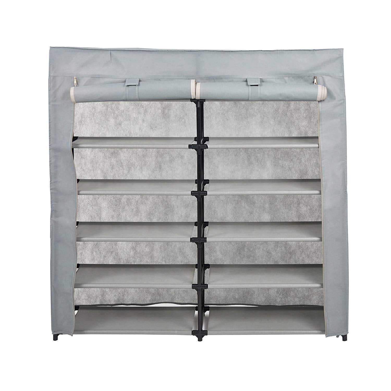 Bosonshop Shoe Rack 6-Tier 36 Pair Shoe Storage Organizer with Dustproof Non-woven Fabric Cover (Gray)