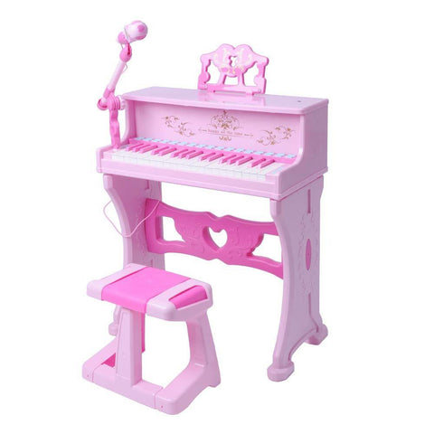 Bosonshop Kids Toy Grand Piano with 37-Key Keyboard Stool and Microphone Little Princess, Pink