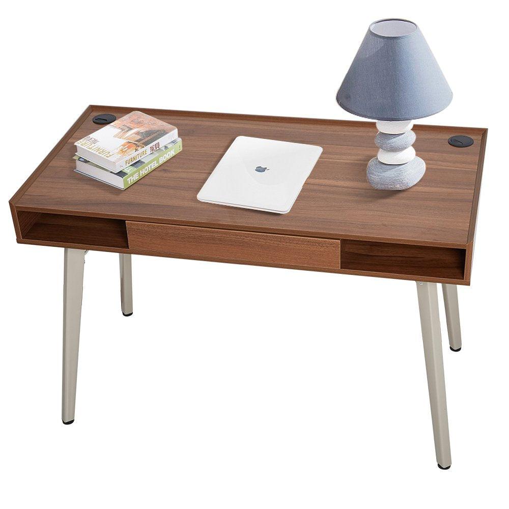 Bosonshop 47”Modern Computer Desk Workstation with Drawer PC Laptop Table, Brown