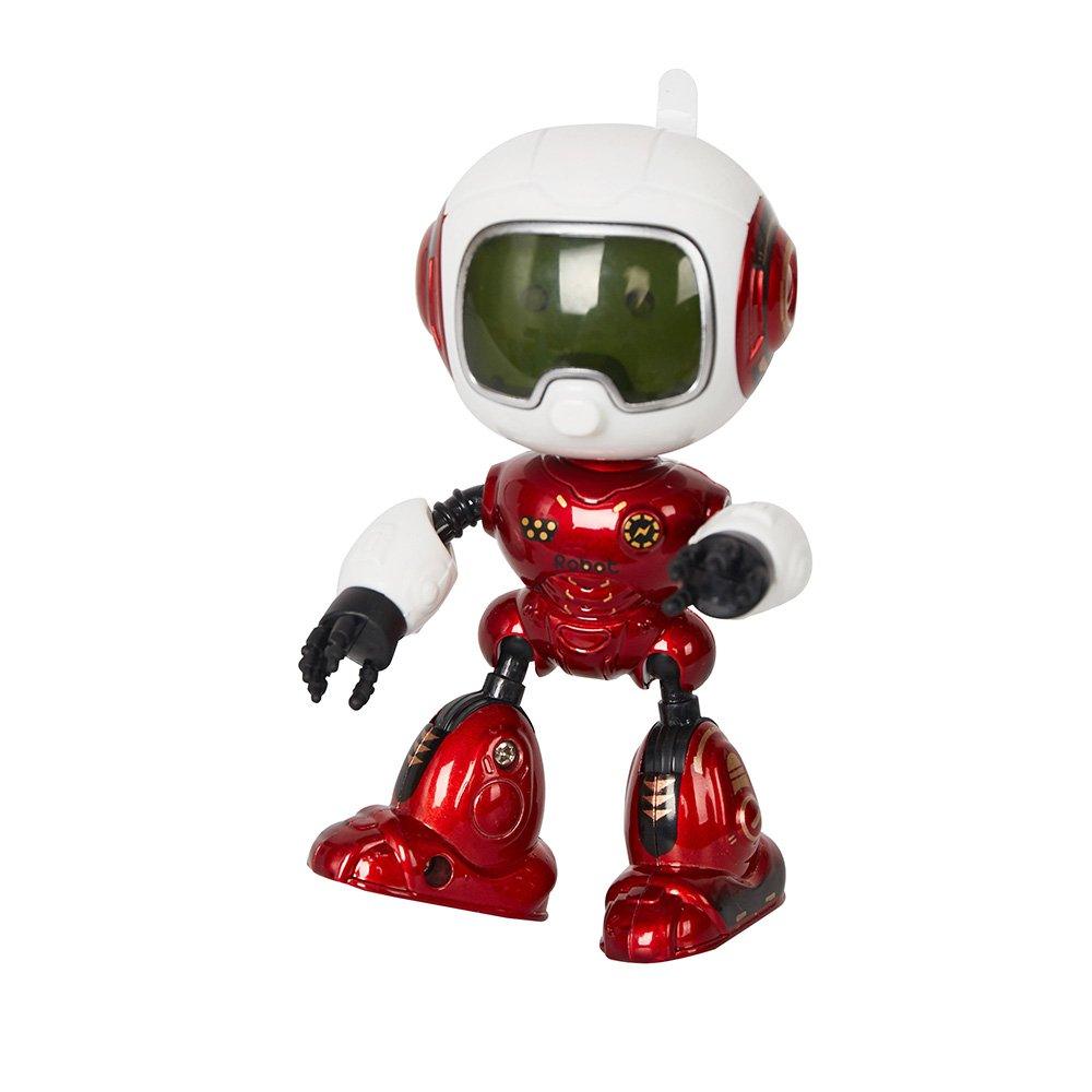 Bosonshop Mini Metal Robots for Kids,Touch-Sensitive, Voice, Music & Light ,Red Color