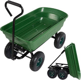 Garden Dump Utility Wagon Cart-550 LB Weight Capacity Wheelbarrow Sturdy Plastic Yard Lawn Cart - Bosonshop