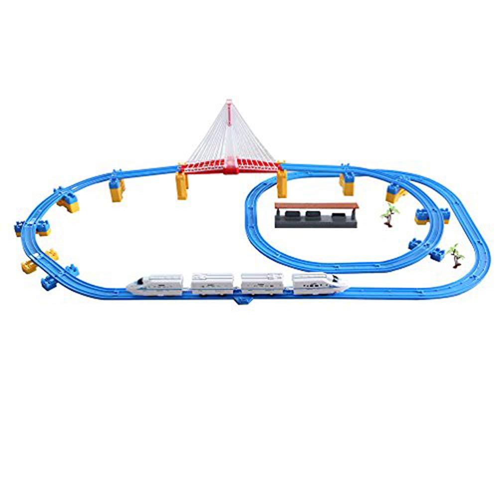 Bosonshop Battery Operated Toy Train Track Railway Play Set Train with Lights & Music
