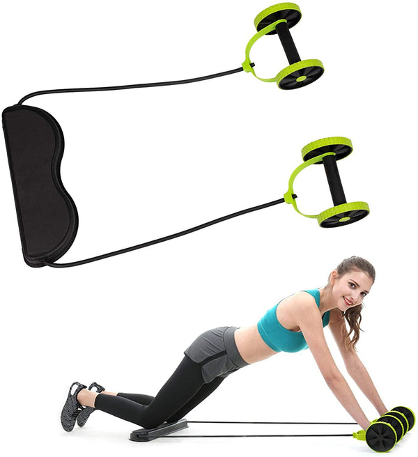Multifunctional Ab Wheel Double Roller Train Whole Body Muscles Exercise Equipment for Home Gym