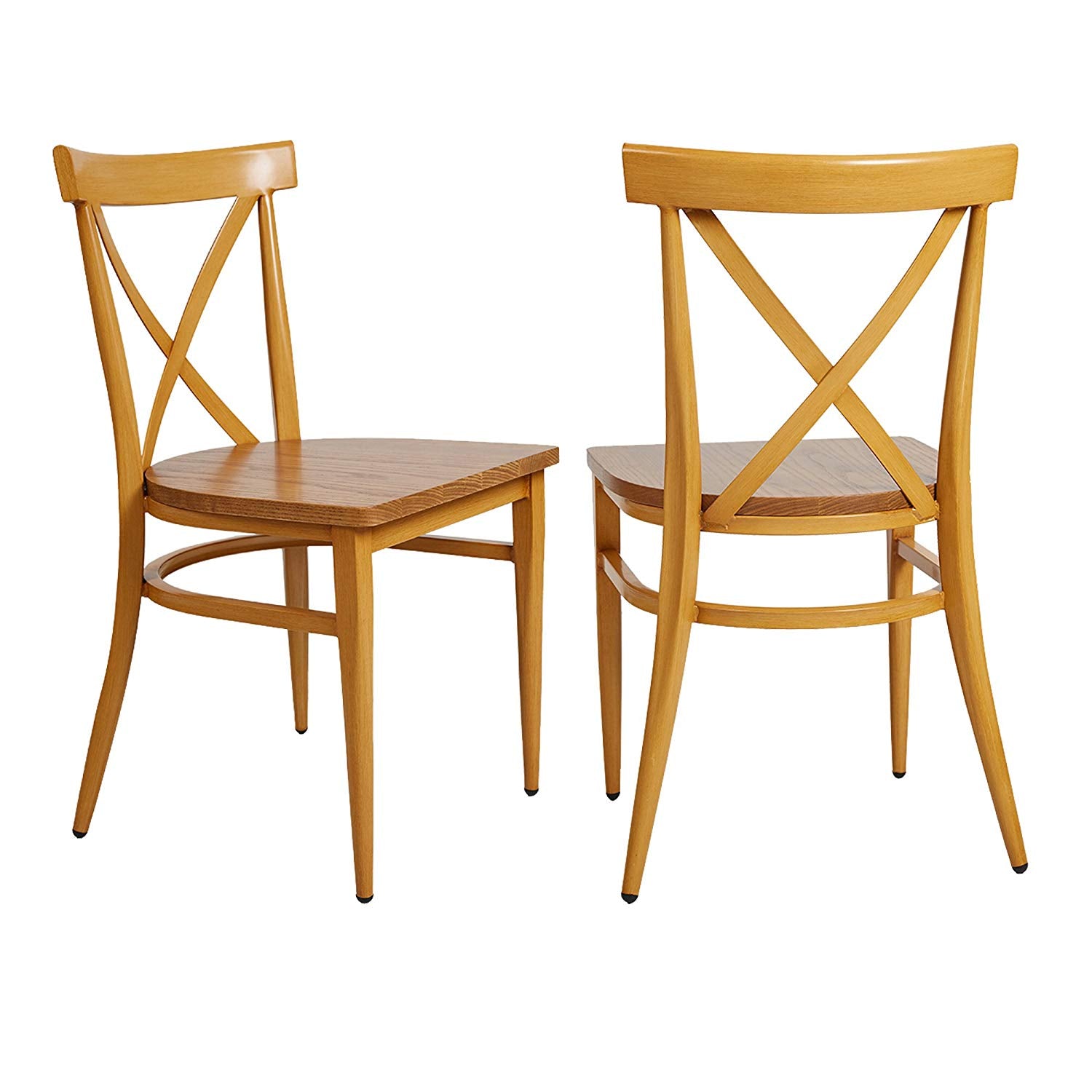 Bosonshop Stackable Side Chairs with Solid Wood Seat&Sturdy Metal Legs, Yellow