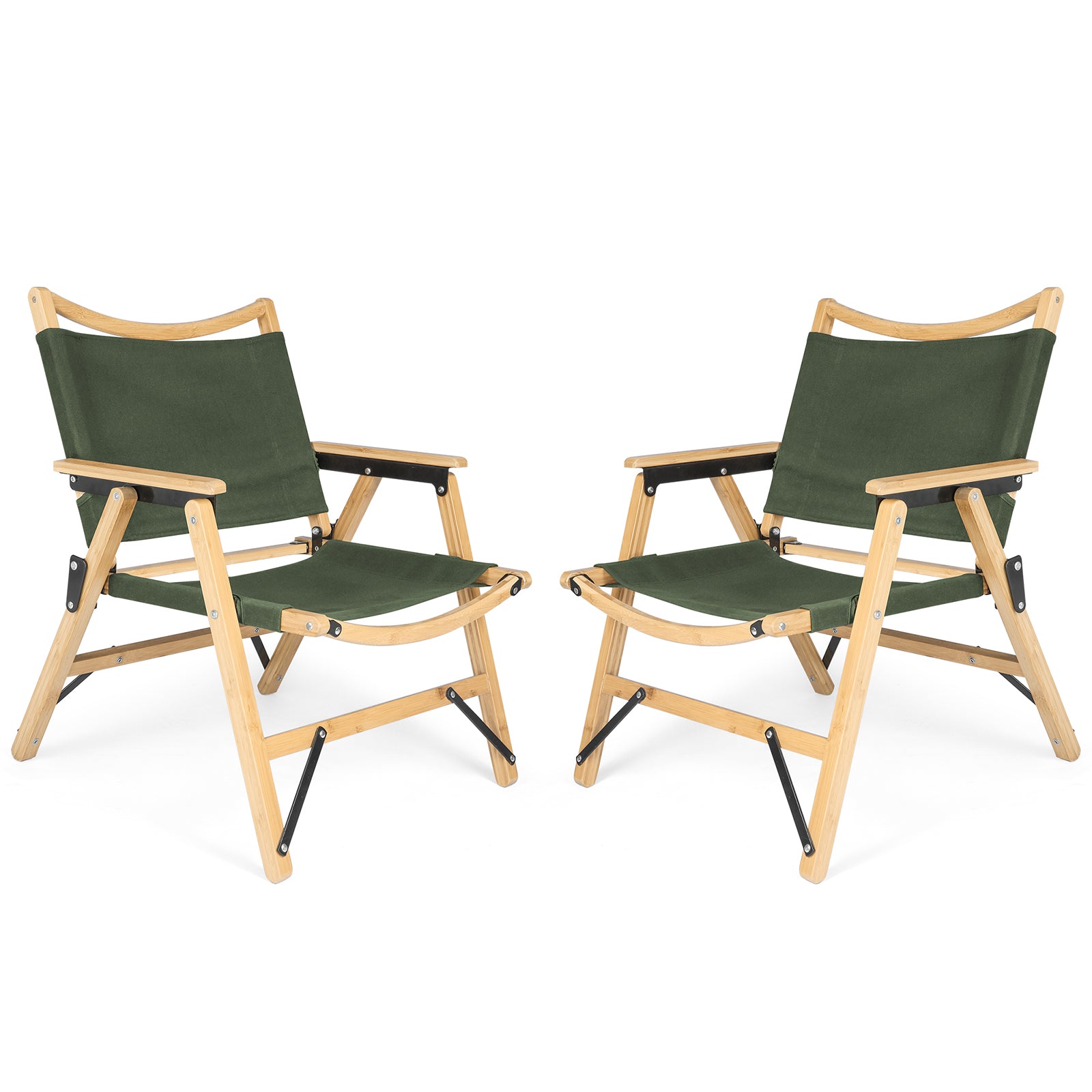 (Out of Stock) 2 Pack Foldable Portable Wooden Camping Chair for Adults Outdoor Leisure Chair with Storage Bag - Bosonshop