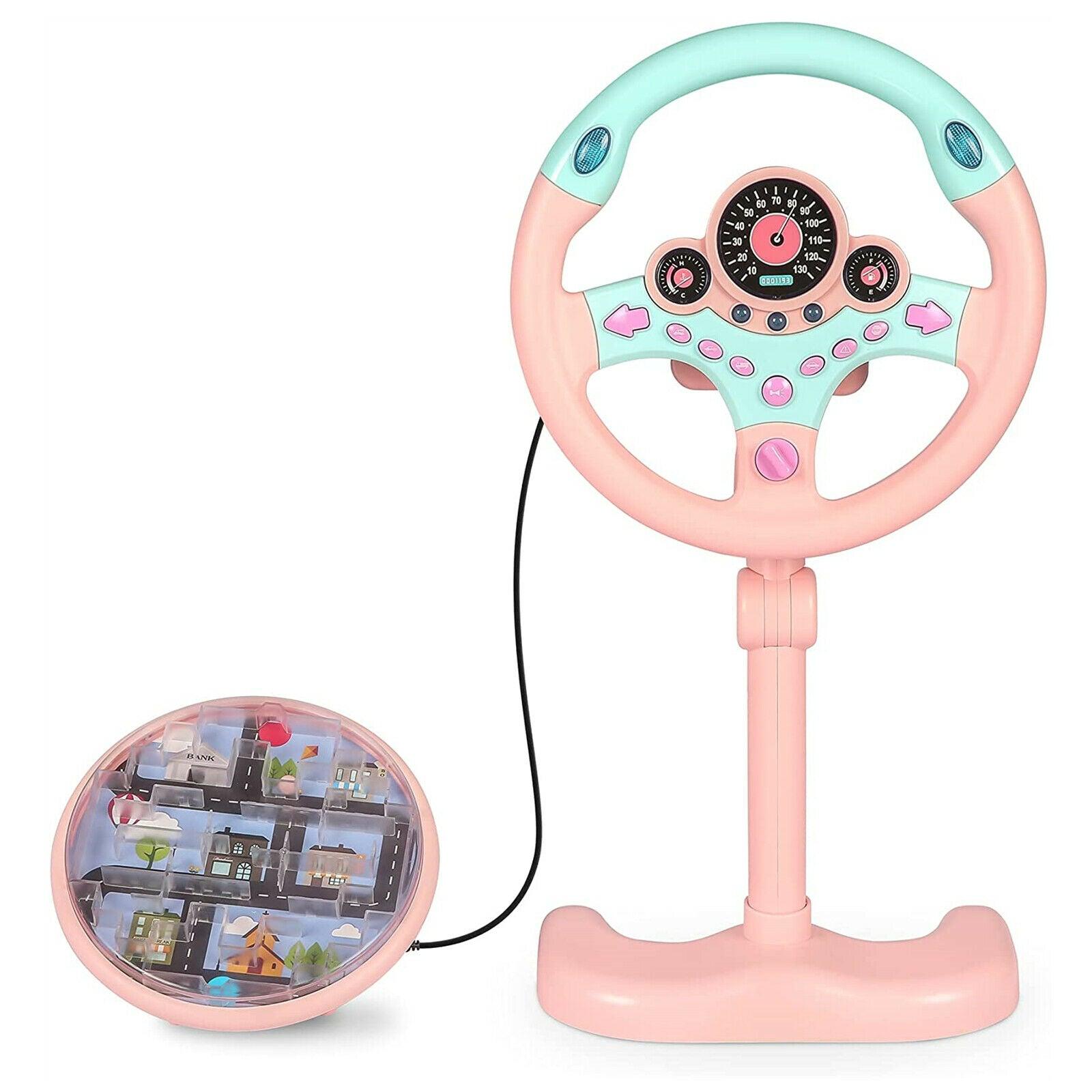 Kids Steering Wheel Toddlers Pretend Play Backseat Driving Toys w/ Maze - Bosonshop
