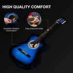 38 In Acoustic-Electric Cutaway Guitar Beginner Kit All Wood Classical Guitar for Teens Kids Adults with 4-Band EQ Case, Strap, Picks, Tune - Bosonshop