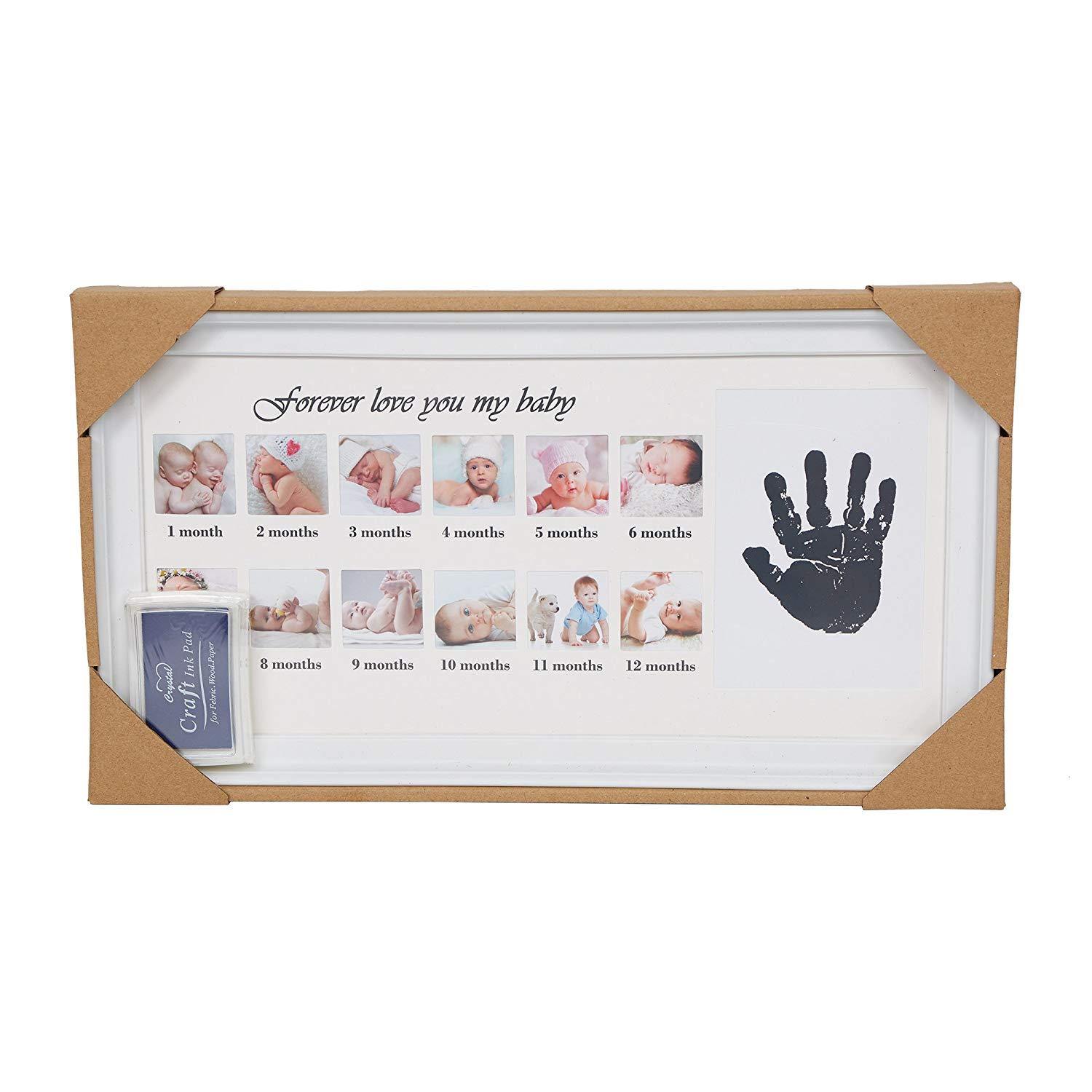 Bosonshop Baby Handprint Kit & Footprint Photo Frame for Newborn Girls and Boys, White