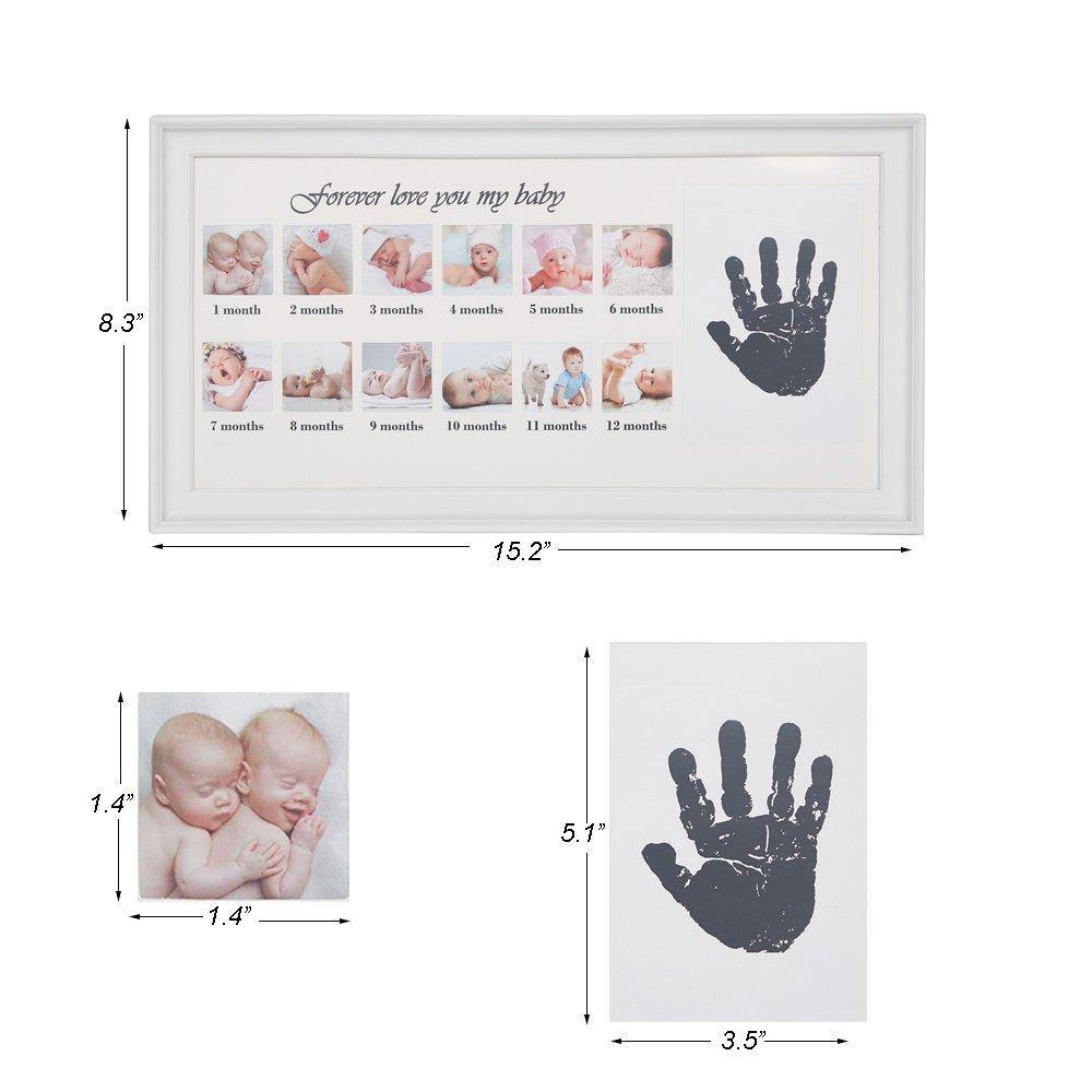 Bosonshop Baby Handprint Kit & Footprint Photo Frame for Newborn Girls and Boys, White