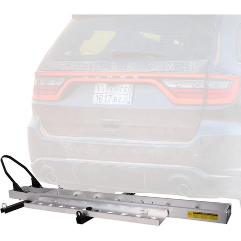440 lb Capacity Aluminum Motorcycle Carrier with 3.8' Ramp, 2" Receiver Dirt Bike Scooter Hitch-Mounted Rack