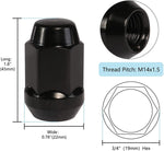 Set of 20 M12x1.5 Black Lug Nuts with Cone Seat, for Ford Focus Chevrolet Trailblazer S10 GMC Aftermarket Wheel