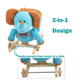 Bosonshop Baby Plush Rocking Horse Wooden Chair Rockers with Wheels,Seat Belt Kid Rocking Horse Chair