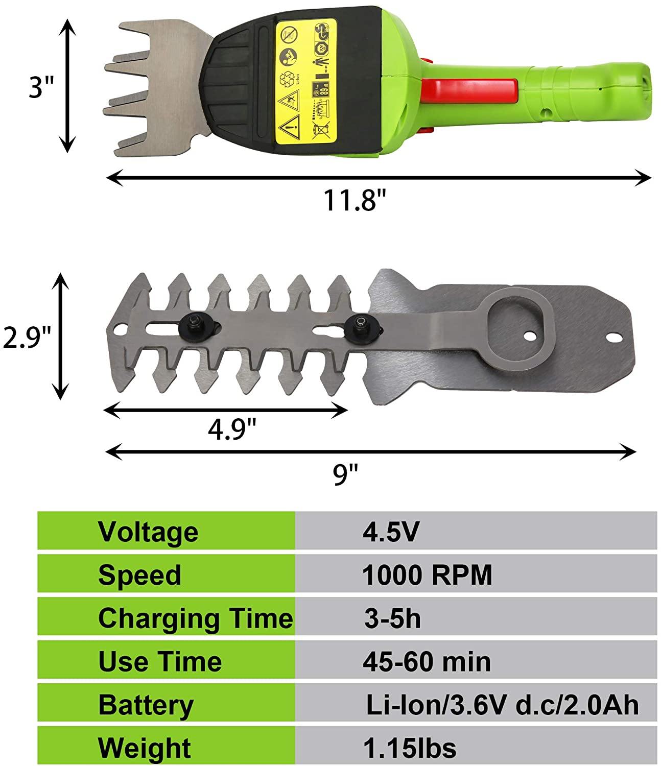 2-in-1 Cordless Grass Shear 4.5V Lightweight Garden Hedge Trimmer Grass Clippers - Bosonshop