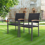 Bosonshop 4 Pack Outdoor Patio All Weather PE Wicker Dining Chairs with Aluminum Alloy Frame