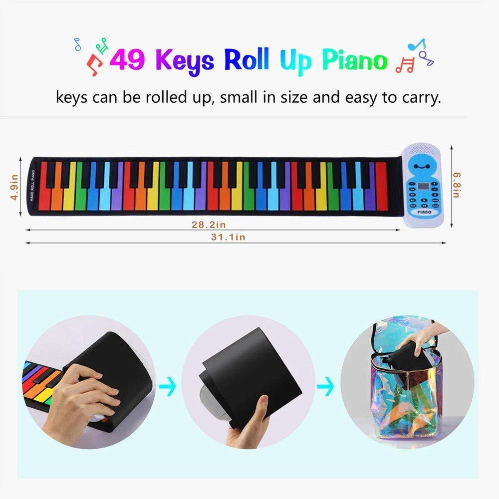Bosonshop Travel Piano Foldable 49 Keys Flexible Soft Electric Digital Roll Up Piano Keyboard for Kids and Adults