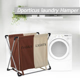 Bosonshop Double Basket Floding Laundry Hamper with X-Frame for Apartment Home College Use