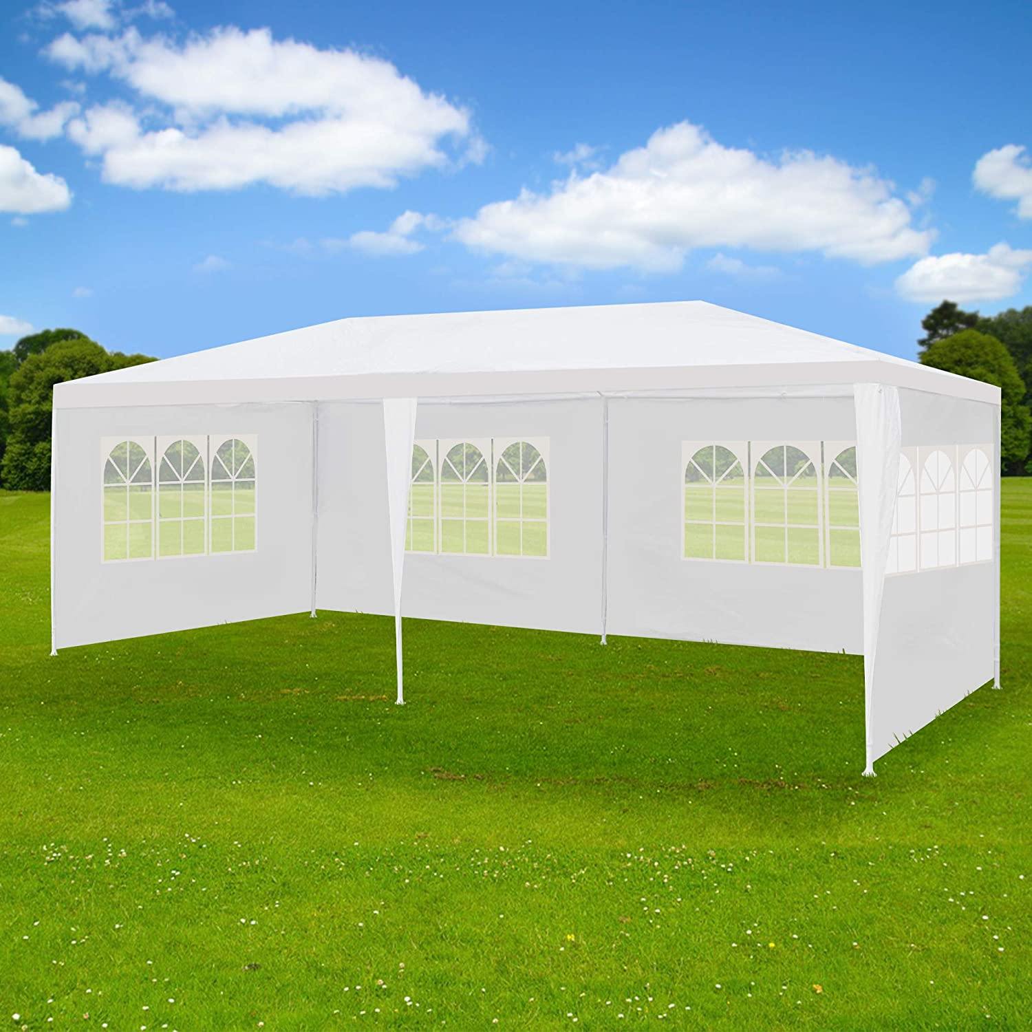 10'x20' Canopy Tent with 4 Sidewalls Wedding Party Large Gazebo Tent Outdoor Patio Yard Picnic BBQ Sun Shelter - Bosonshop