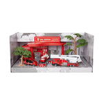 Bosonshop Fire Station Parking Garage Toy Playset with 4 Fire Rescue Vehicles and Lift